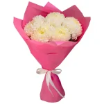 5 белых одноголовых хризантем